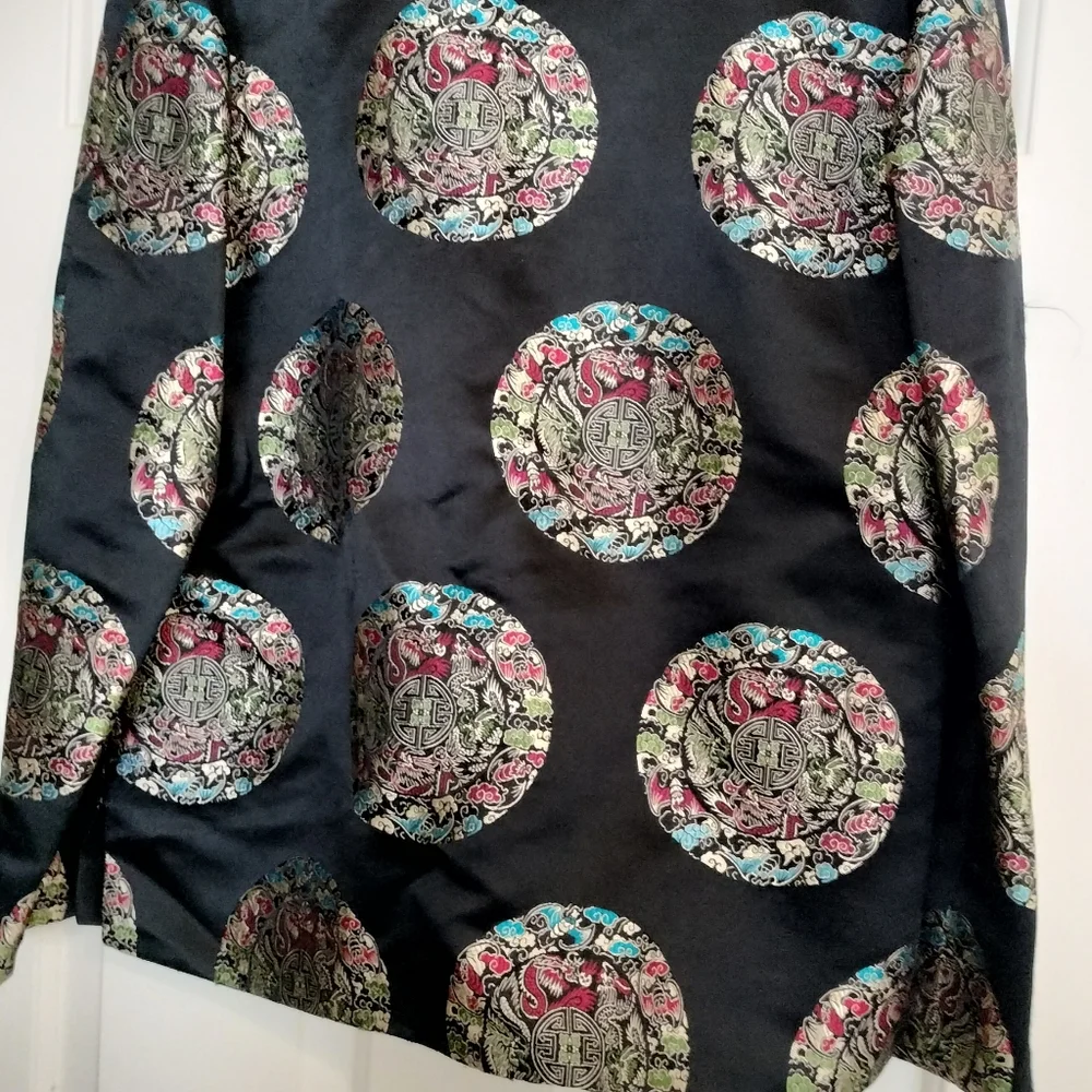 Vintage R&K Evening 100% Silk Jacket Geometric Asian Women's Size 10‎